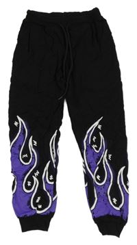 Černé tepláky s ohněm