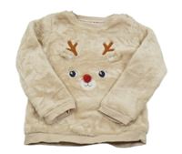 Béžová chlupatá mikina se sobem C&A