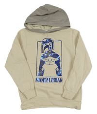 Béžovo-šedá mikina s potiskem a kapucí - Mandalorian H&M