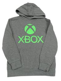 Šedá melírovaná mikina s logem X-Box a kapucí Primark