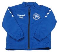 Modrá šusťáková sportovní bunda s potiskem Hummel