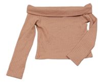 Starorůžové žebrované crop triko George