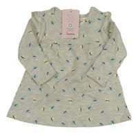 Nové - Šedé melírované teplákové šaty s motýly a volánky Impidimpi