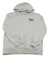 Světlešedá melírovaná mikina s nápisem a kapucí C&A