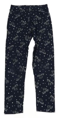 Tmavomodré legíny s jednorožci a srdíčky Topolino