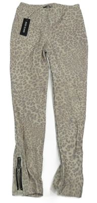Nové - Béžovo-šedé třpytivé tregíny s leopardím vzorem River Island