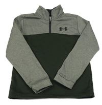 Khaki-melírovaná sportovní funkční mikina s logem Under Armour