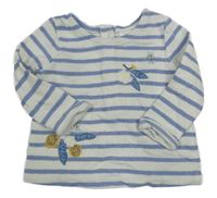 Smetanovo-modrá pruhovaná mikina s květinami Next