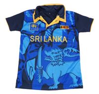 Modro-tmavomodré sportovní polo tričko s potiskem