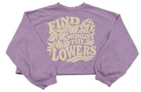 Levandulová crop mikina s nápisem H&M