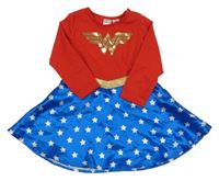 Červeno-modré šaty s logem a hvězdami - Wonder Woman H&M