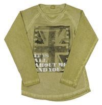 Zelené triko s britskou vlajkou a kamínky