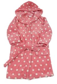 Lososový puntíkatý chlupatý župan s kapucí Alive