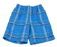 Modro-bílo-černé kostkované plážové kraťasy