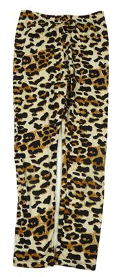 Béžovo-černo-hnědé legíny s leopardím vzorem