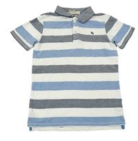Bílo-modro-tmavomodré pruhované polo tričko H&M