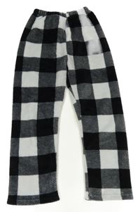 Černo-bílé kostkované chlupaté pyžamové kalhoty Shein