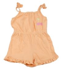 Oranžový bavlněný kraťasový overal s třešněmi Matalan