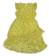 Žluté šifonové šaty s obrázky a volány Kiki&Koko