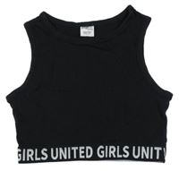 Černý žebrovaný crop top Page One Young