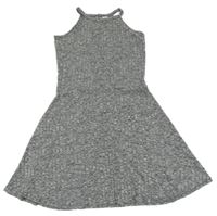 Šedé melírované žebrované úpletové šaty C&A