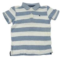 Modro-bílé pruhované polo tričko s výšivkou H&M