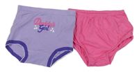 2x kalhotky - lila s nápisem + růžové kalhotky na plenku Ralph Lauren