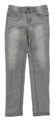 Šedé skinny rifle s kamínky Little Kids