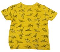Okrové tričko s dinosaury Primark