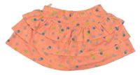 Neonově oranžová puntíkatá vrstvená sukně s všitými kalhotkami C&A