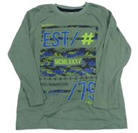 Khaki triko s nápisy Y.F.K
