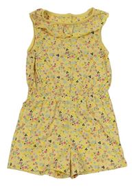 Žlutý květovaný kraťasový overal s volánkem Mothercare