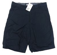Tmavomodré plátěné chino kraťasy H&M