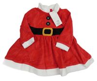 Nové - červeno-bílé sametové šaty - Santa zn. F&F