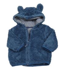 Tmavomodrá chlupatá propínací mikina s kapucí zn. Next