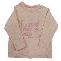 Světlerůžová melírovaná lehká mikina s nápisem 