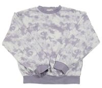 Lila-bílá batikovaná mikina H&M