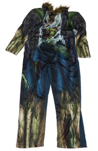 Kostým - tmavomodro-fialovo-zelený vzorovaný overal - vlkodlak F&F