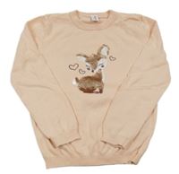 Meruňkový lehký svetr s kolouškem z flitrů Topolino