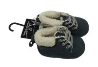 Nové - tmavošedé semišové zateplené capáčky Matalan