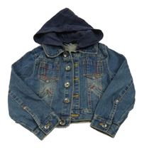 Tmavomodrá riflová bunda s teplákovou kapucí alive 