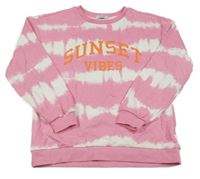 Růžovo-bílá pruhovaná mikina s nápisem Primark