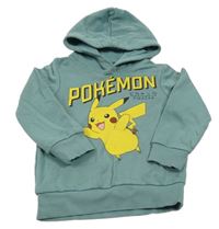 Šedomodrá mikina s Pikachu a kapucí 