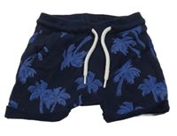 Tmavomodré teplákové kraťasy s palmami H&M