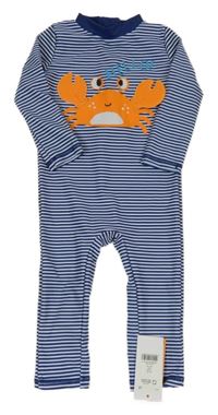 Nové - modro-bílý pruhovaný UV overal s krabem George