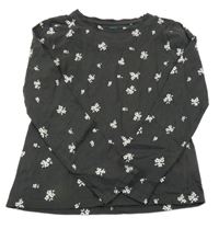 Antracitové triko s bílými kvítky John Lewis