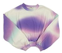 Bílo-fialová crop mikina H&M