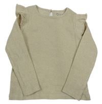 Béžovo-zlaté úpletové žebrované triko s volánky Primark