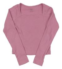 Růžové žebrované crop triko M&S