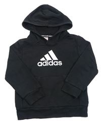 Černá mikina s logem a kapucí Adidas